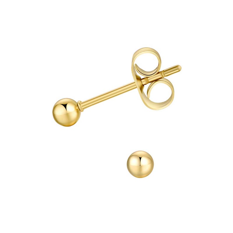 FOSIR 6 Pair Tiny Women 14K Gold Plated Ball Stud Earrings Surgical Stainless Steel Earrings Set (3mm, Gold) - Image 3
